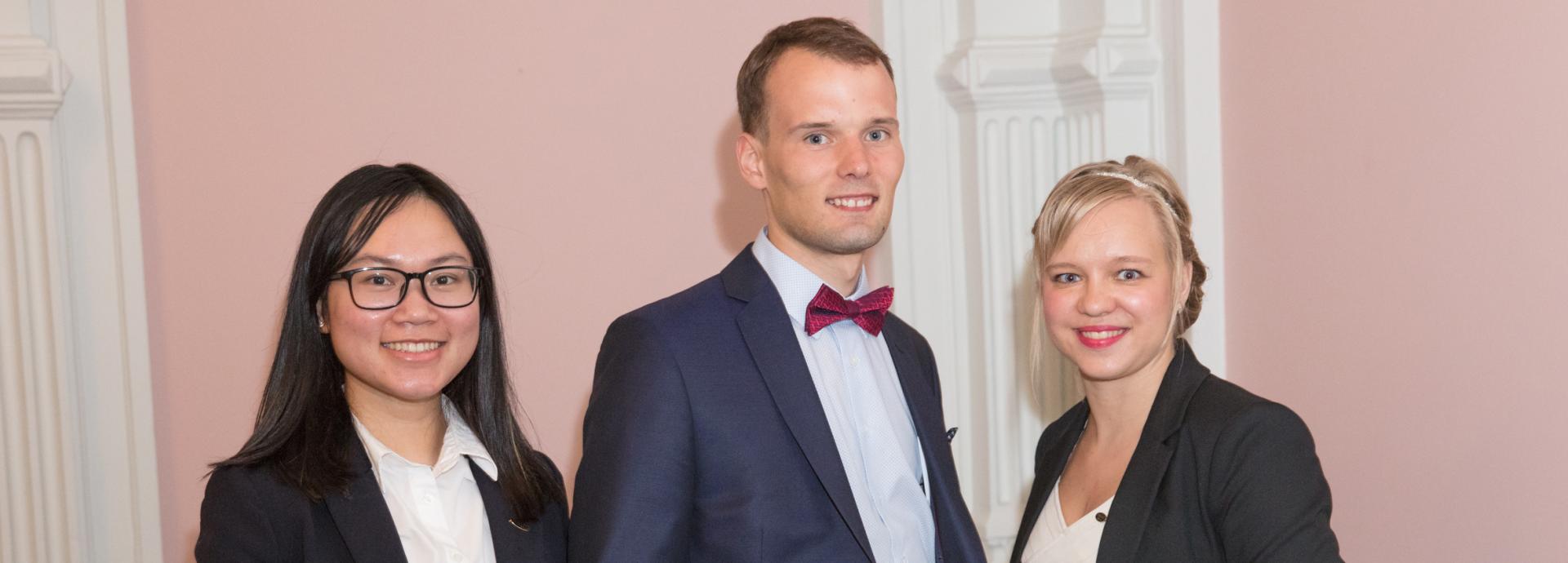 Three Fulbright Finland Foundation interns at the Award Ceremony 2018