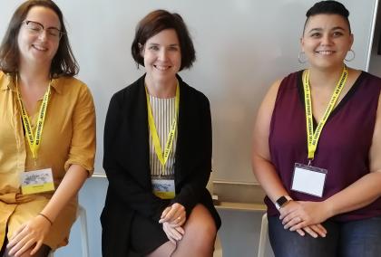 Merel van Goch, Kirsi Cheas, and Andi Hess, participants in the Fulbright panel at the 41st AIS conference in Amsterdam.