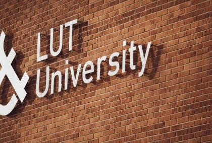 LUT university logo on the wall - photo by LUT university