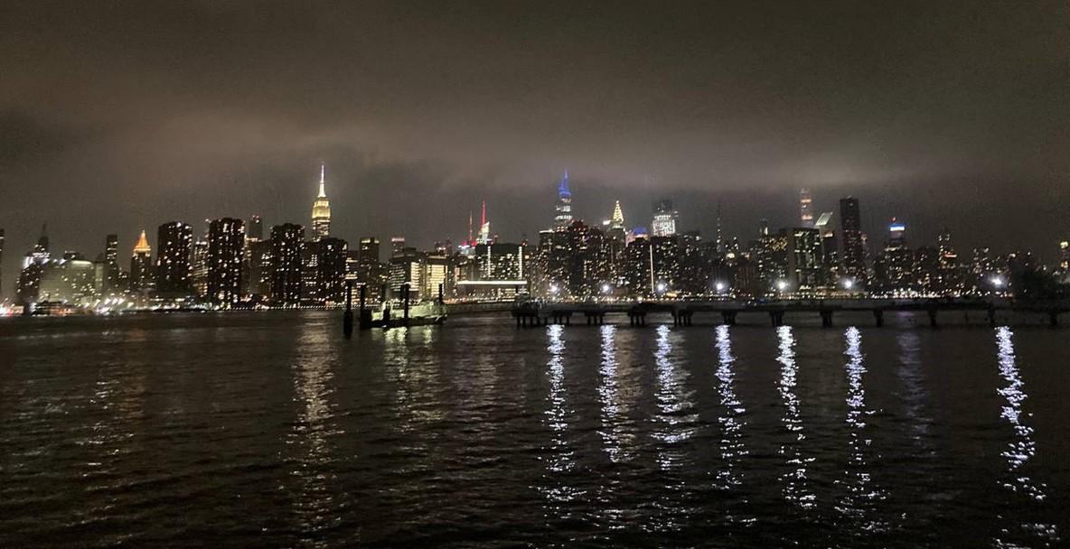 Manhattan silhouette in the night