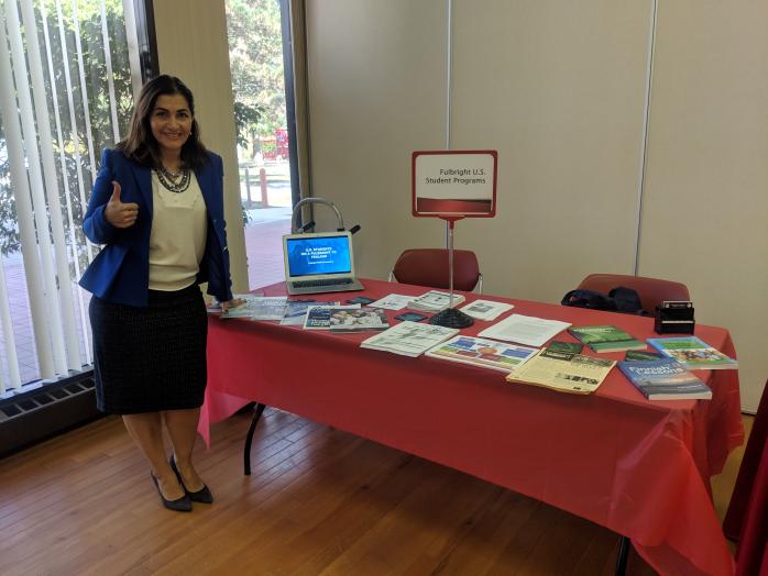 2018-2019 Fulbright Distinguished Awards in Teaching Grantee to Finland Argine Safari Promoting Fulbright Finland opportunities at Study Abroad Fair at Monclair State University