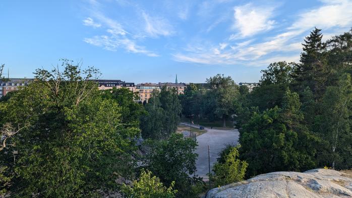 A view at Kaivopuisto Park in Helsinki on a sunny summer day