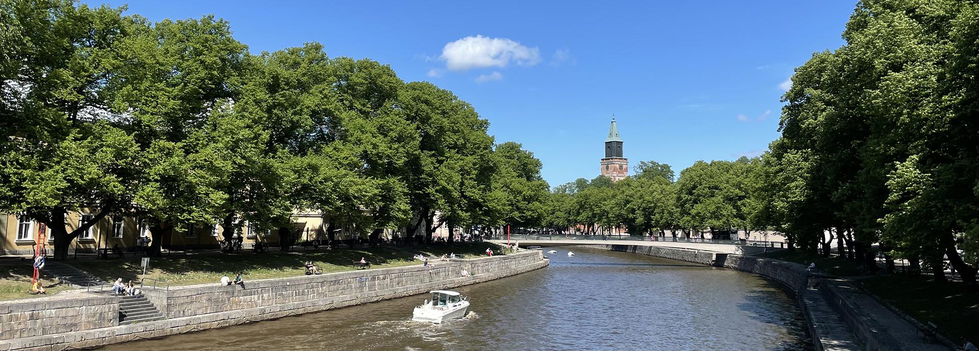 Aura River in Turku on a sunny day